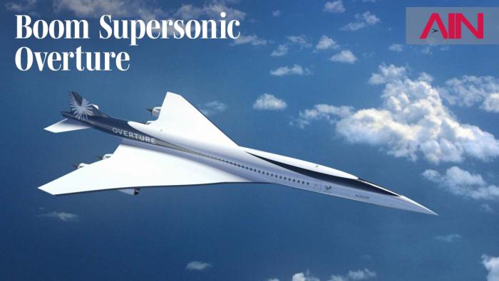 Rendering of Boom Supersonic Overture airliner in flight