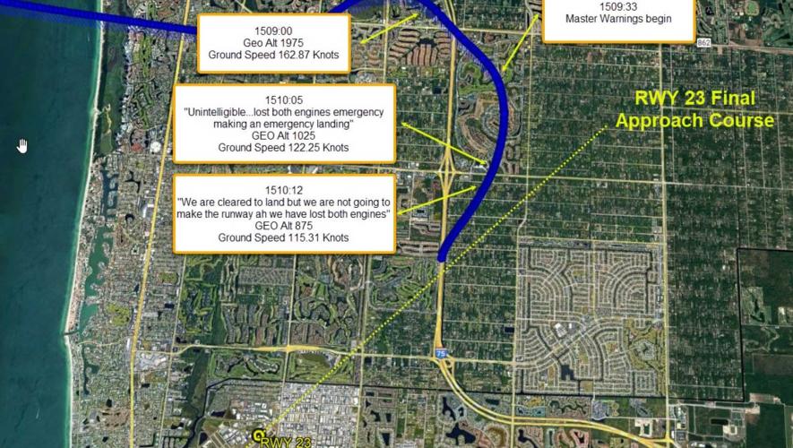 Challenger 604 accident path