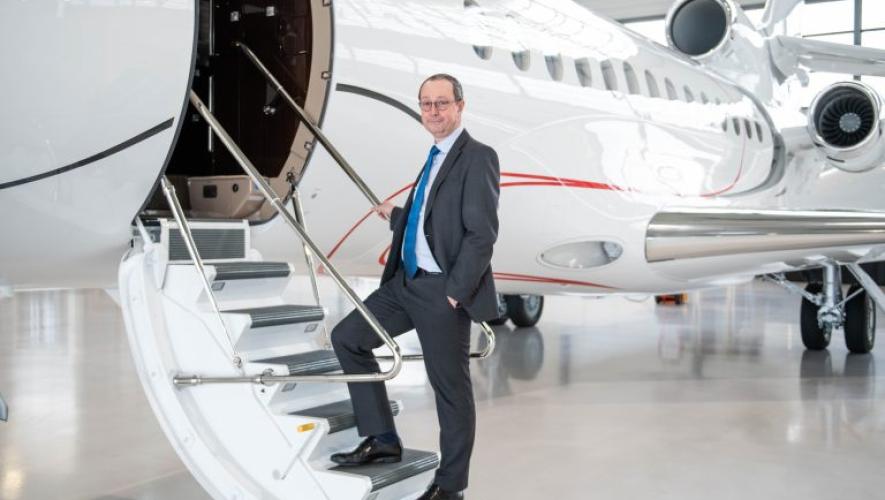 Jean Kayanakis, SVP Worldwide Falcon Customer Service & Service Center Network enters a Dassault biz jet