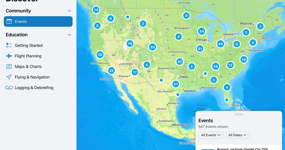 ForeFlight Discover events feature