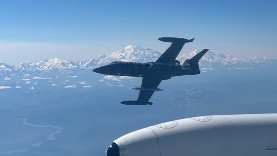 Phoenix Air Group Learjet in flight