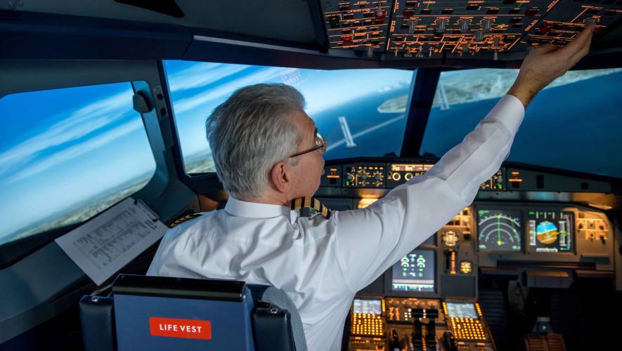 Pilot in cockpit