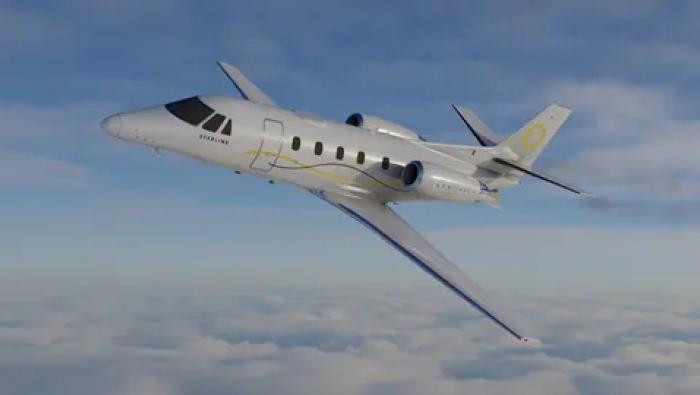 Starlink antenna mounted on Cessna Citation Excel