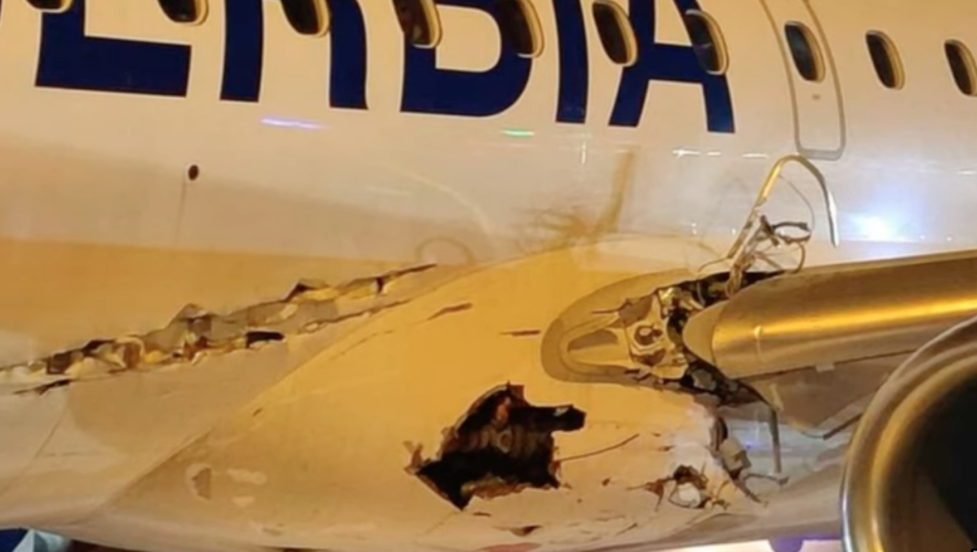 damaged Marathon Airlines Embraer ERJ-195LR operating for Air Serbia 