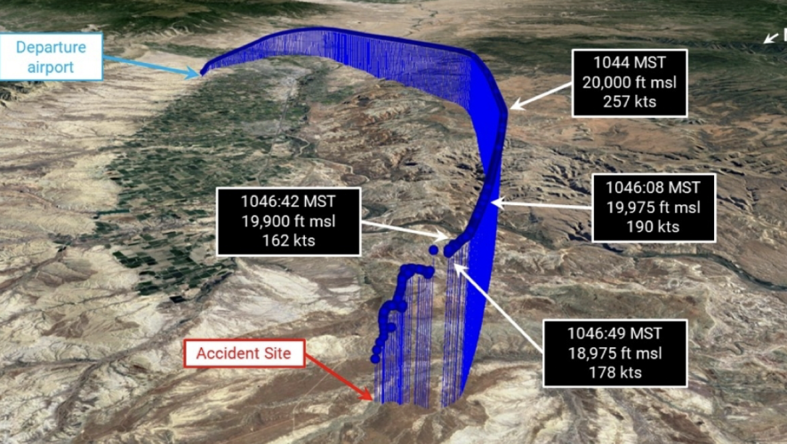 NTSB Hawker 900X crash track (Photo: NTSB)